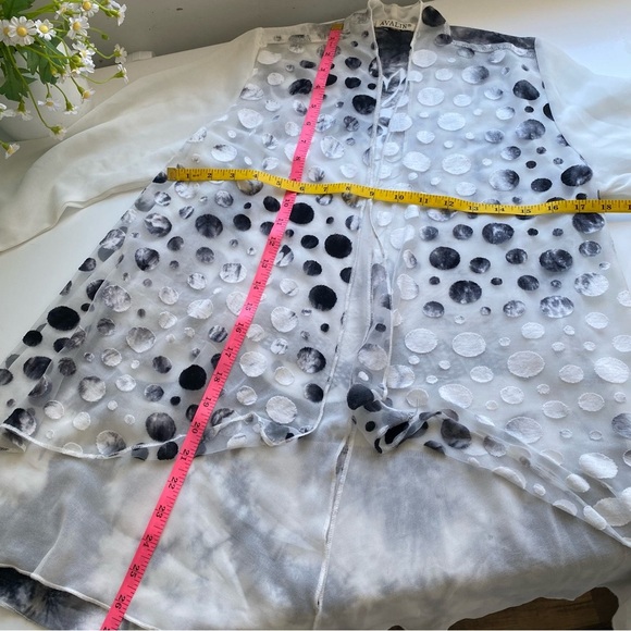 AVALINK Women's Lightweight White Black Dots Cardigan Size M - Picture 13 of 13